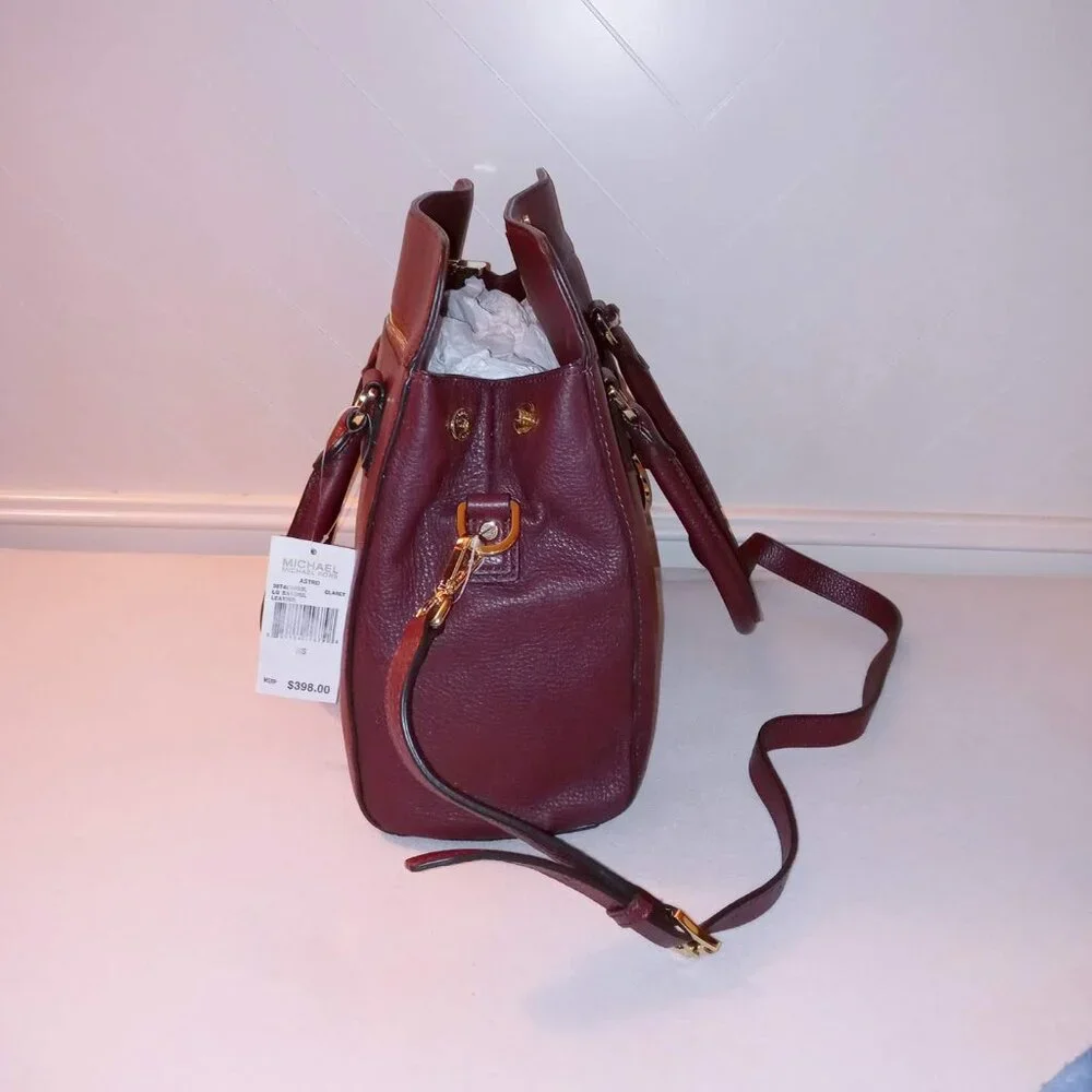 Michael Kors Astrid Claret Large Leather Satchel - Picture 6 of 15